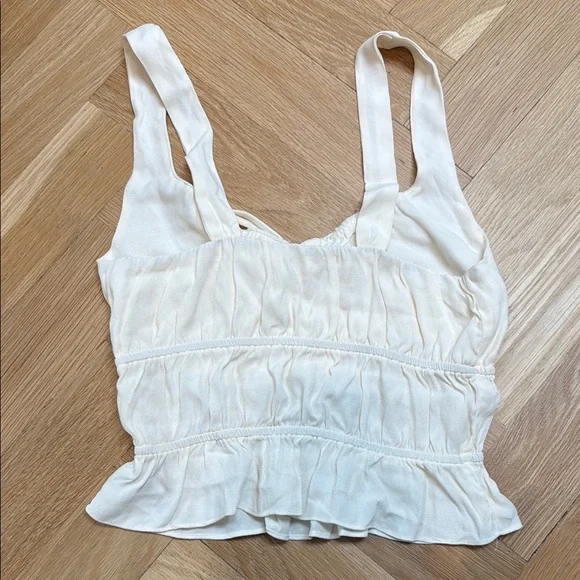 Reformation Cream Ruffled Tank Top - Picture 2 of 2